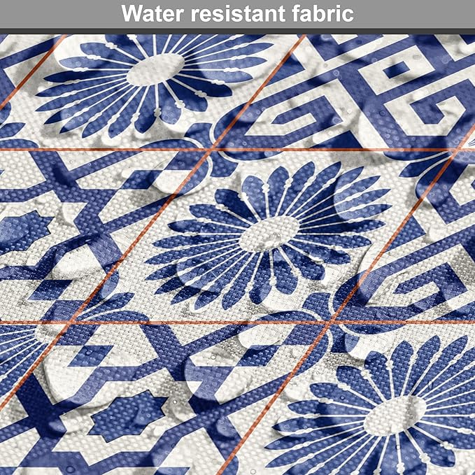 Lunarable Geometric Dog Crate Cover, Azulejo Tile Motifs Portuguese Ceramic Pattern European Art, Easy to Use Pet Kennel Cover for Small Dogs Puppies Kittens, 22 Inch, Burnt Sienna Royal Blue