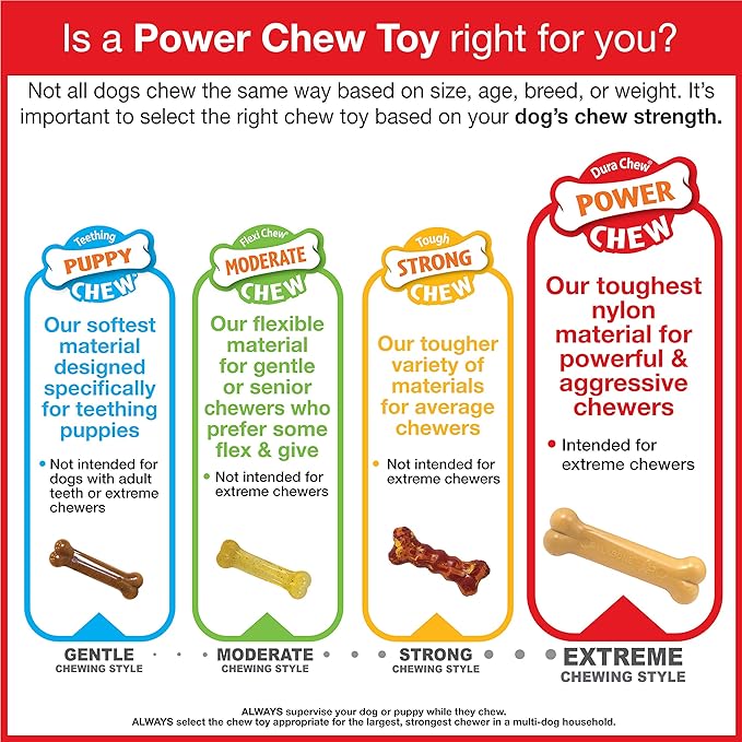 Nylabone Power Chew Cheese Bone Dog Chew Toy, Cute Dog Toys for Aggressive Chewers, Cheese Flavor, X-Large/Souper (1 Count)