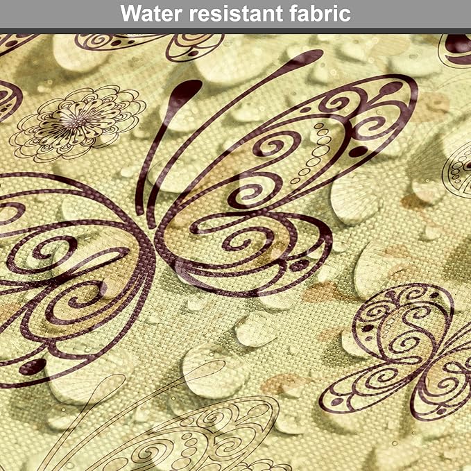 Lunarable Yellow and Brown Dog Crate Cover, Butterflies with Lace Style Ornament Spring Season Beauty Nature Print, Easy to Use Pet Kennel Cover for Cats & Medium Dogs, 24 Inch, Chestnut Brown