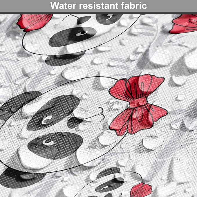 Lunarable Panda Dog Crate Cover, Funny Pattern of Asian Bear Animal in Romantic Bow Tie Cartoon Design, Easy to Use Pet Kennel Cover for Medium Large Dogs, 48 Inch, Pale Grey Black and Red