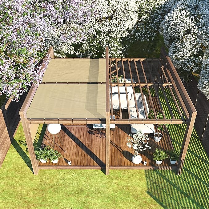 ColourTree 4' x 7' SandBeige Custom Size Shade Cloth with Grommets - 90% Sunblock, Durable Mesh Fabric Tarp for Dog Kennel Cover, Fence Privacy Screen, Greenhouse, Chicken Coop & Pet Playpen