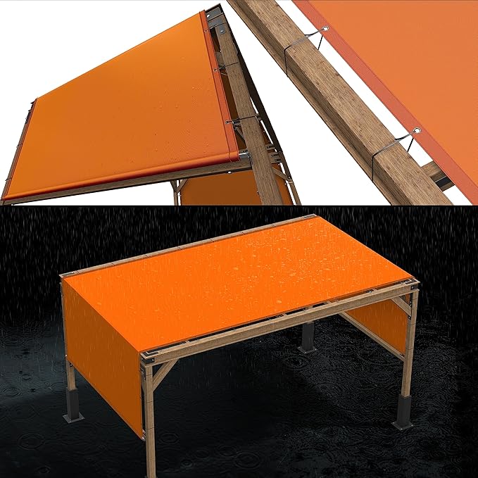 ColourTree 2' x 14' Orange Custom Size Waterproof Shade Cloth with Grommets - 90% Sunblock, Durable Mesh Fabric Tarp for Dog Kennel Cover, Fence Privacy Screen, Greenhouse, Coop & Pet Playpen