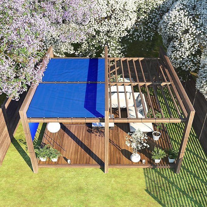 ColourTree 7' x 13' Blue Custom Size Shade Cloth with Grommets - 90% Sunblock, Durable Mesh Fabric Tarp for Dog Kennel Cover, Fence Privacy Screen, Greenhouse, Chicken Coop & Pet Playpen