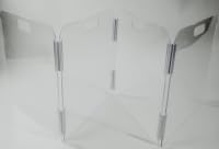 Clear Acrylic Dog Gate, 4 Panel 96" W x 31.5" H, Transparent Freestanding Pet Playpen Indoor, Foldable Pet Fence Barrier for Doorway with Handle/Support Feet