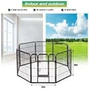 BestPet 32"x32" Heavy Duty 8 Panel Folding Metal Pet Playpen Dog Exercise Fence with Door