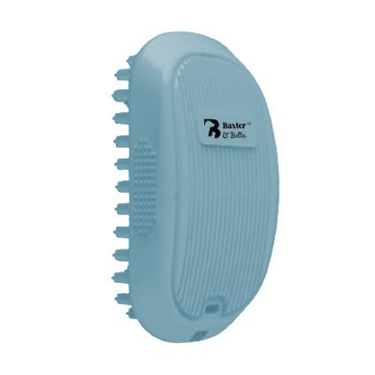 Baxter & Bella Rubber pet massage brush and undercoat remover. (Fine), blue