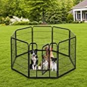 BestPet 32"x32" Heavy Duty 8 Panel Folding Metal Pet Playpen Dog Exercise Fence with Door