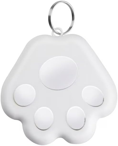 Dog Collar GPS Tracker, Paw Print Design, Multi-Color (White)