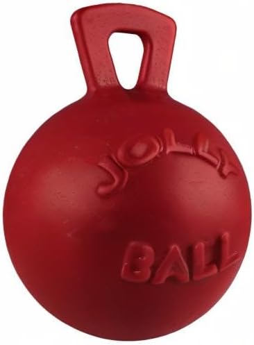 Jolly Pets Tug-n-Toss Heavy Duty Dog Toy Ball with Handle, 4.5 Inches/Small, Red
