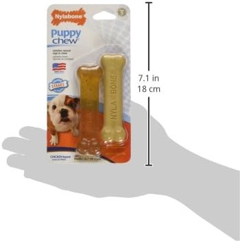 Nylabone Teething Puppy Chew Starter Kit, Two Puppy Chew Toys, Puppy Supplies, Peanut Butter & Chicken Flavor, X-Small/Petite (2 Count)
