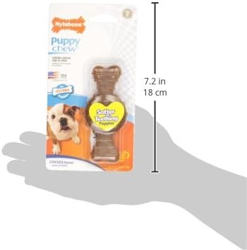 Nylabone Puppy Ring Bone Chew Toy - Puppy Chew Toys for Teething - Puppy Supplies - Chicken Flavor, Small/Petite (1 Count)