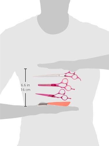 Genuine Japanese Stainless Steel Thinning Shears, Grooming Shears in 5.5-Inch and 7.5-Inch, Pink Coated, with Button Snap Leather Case