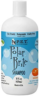 Polar Brite Tangerine Shampoo 16 Oz – Deep Cleaning & Whitening for All Coat Types, Made in USA by P.E.T.