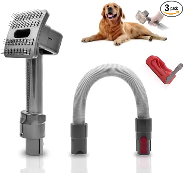 Goodsby Pet Grooming Kit Brush Attachment for Dog Cat Hair Shedding Compatible with Dyson V7 V8 V10 V11 V12 V15 Animal Vacuum Cleaner