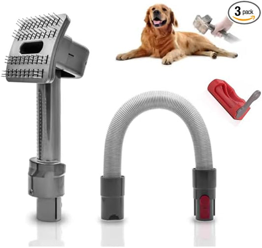 Goodsby Pet Grooming Kit Brush Attachment for Dog Cat Hair Shedding Compatible with Dyson V7 V8 V10 V11 V12 V15 Animal Vacuum Cleaner