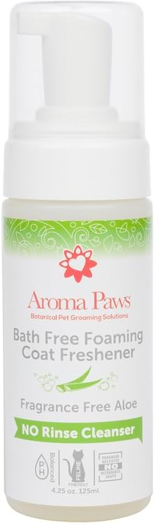 Bath Free Foaming Cleanser for Dogs - No Rinse Deodorizing Foam - Waterless Bath - Clean in Between Baths, Ingredients, 4.25 oz. (Fragrance Free Aloe- Feline Friendly)