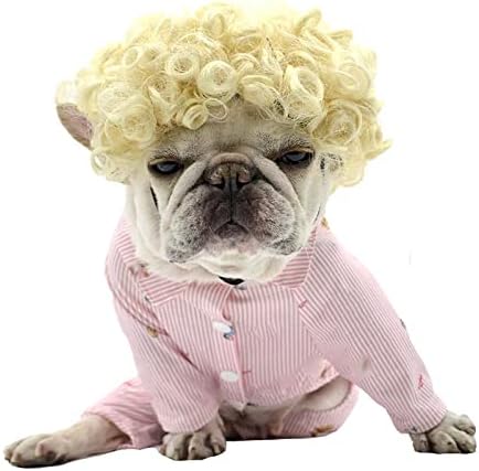 Funny Blonde Curly Dog Wig, Cat Cosplay Wig, Pet Wigs for Halloween, Christmas, Parties, Festivals, Dog Wigs for Small Medium and Large Dogs