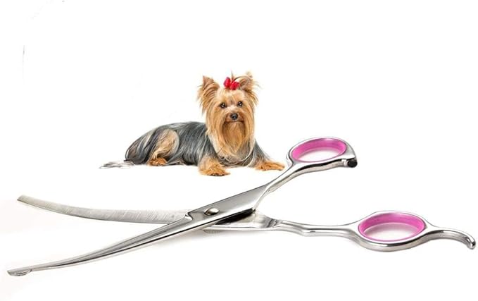 Dog Grooming Scissors Curved 7 Inch Stainless Steel with Safety Round Tips Professional Pet Grooming Shears for Dogs and Cats