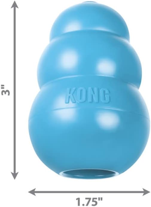 KONG Puppy - Natural Teething Rubber Chew Toy for Dogs - Stuffable Dog Toy for Extended Playtime - Chew & Fetch Toy for Puppies - for Small Puppies - Blue