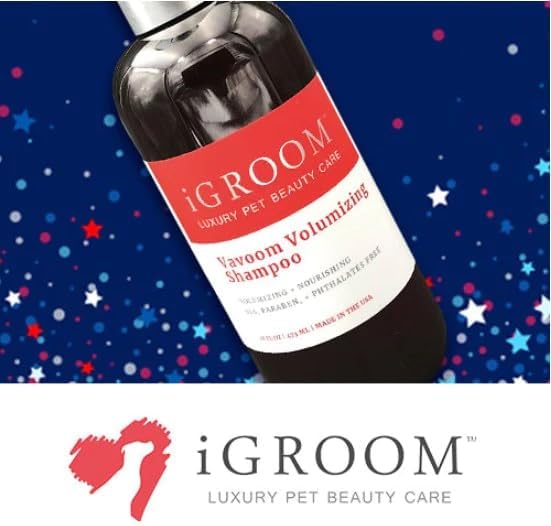 iGroom Dog Shampoo + Dog Conditioner Groomers Bundle - Vavoom Volumizing Dog Shampoo, Add Body and Volume, 16 oz - Pro-Keratin Leave-in Dog Conditioner, Excellent Detangling, 16 oz
