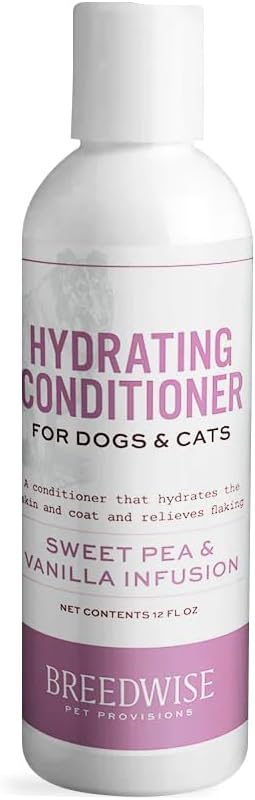 Dog Conditioner, Sweet Pea Vanilla Fragrance, Gentle Dog Bath Supplies for Soft and Shiny Coat, Ideal for All Breeds and Skin Types, 12oz
