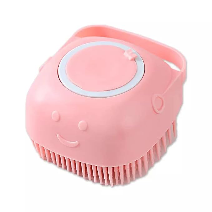 BEAUTY PCKT 2 IN 1 CAT AND DOG BATH MASSAGE BRUSH (pink, soft colors)