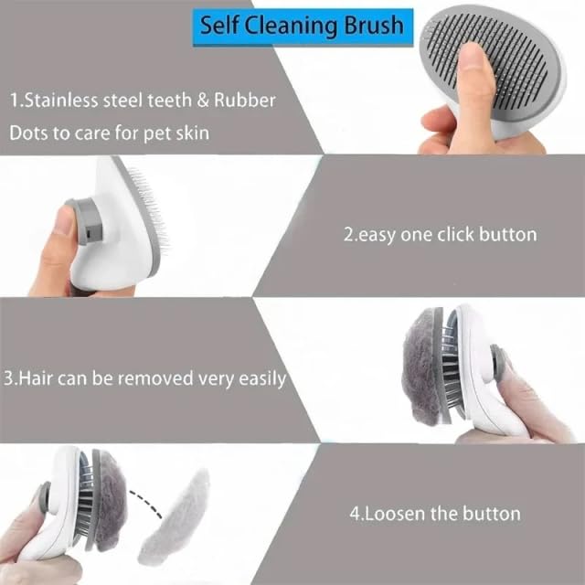 CENTROVIO Self Cleaning Slicker Brush, Dog Cat Bunny Pet Grooming Shedding Brush - Easy to Remove Loose Undercoat, Pet Massaging Tool Suitable for Pets with Long or Short Hair Gray