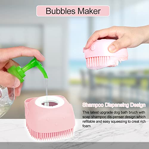 Bath Brush Silicone, Massage Soft Brush Dog Cats, Pet Massage Brush Bubble Body Brush-Pink