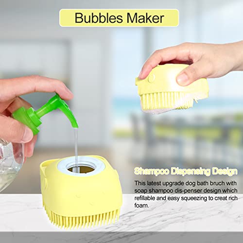 Bath Brush Silicone, Massage Soft Brush Dog Cats, Pet Massage Brush Bubble Brush Yellow