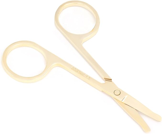 3.5 Inch Silent Pet Grooming Tiny Safety Scissors for Cats & Dogs - Quiet Alternative to Electric Clippers for Sensitive Pets (Golden)