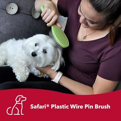 Coastal Pet Safari Wire Pin Brush - No-Slip Plastic Handle for Short and Long Pet Hair - 9.25" x 2.5" Compatible Grooming Tool
