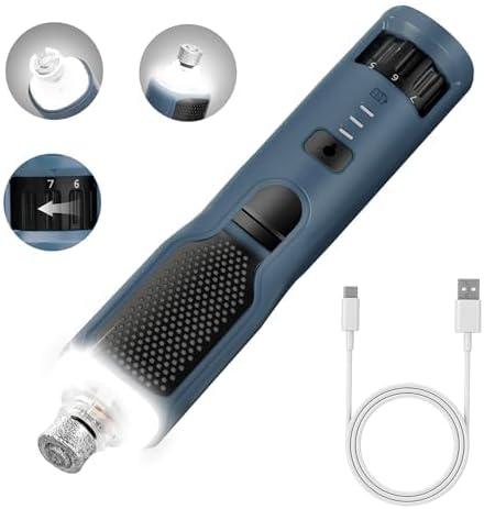 7-Speed Dog Nail Grinder & Dog Nail Trimmers for Large Medium Small Dogs Cats Pets Claw Trimmer Quick Sensor and Safety Guard Type-C Rechargeable with 360° LED Lights Pet Nail Trimmer