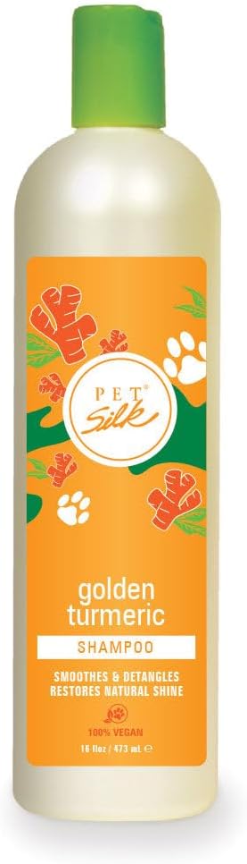 Pet Silk Golden Turmeric Shampoo, Strengthens and Repairs Damaged Ful, Gentle on Skin, Moisturizes Skin to Prevent Breakage and Flaking, Infused with Turmeric & Silk! (16oz)