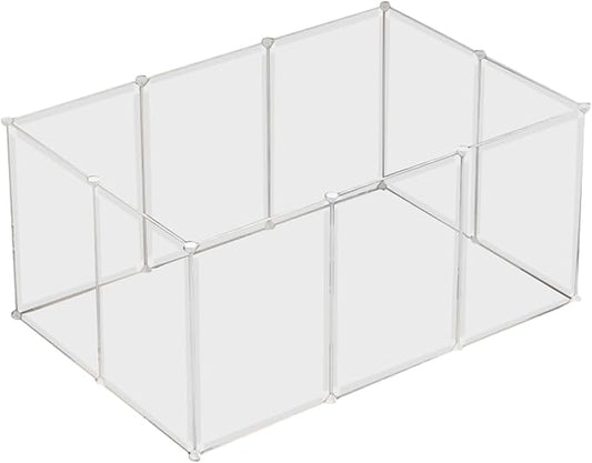 Pet Transparent Playpen Clear Pet Fence Indoor Outdoor Portable Plastic Yard Fence Tent for Small Animals Rabbits Puppy Kennel Cage (10 Panels)