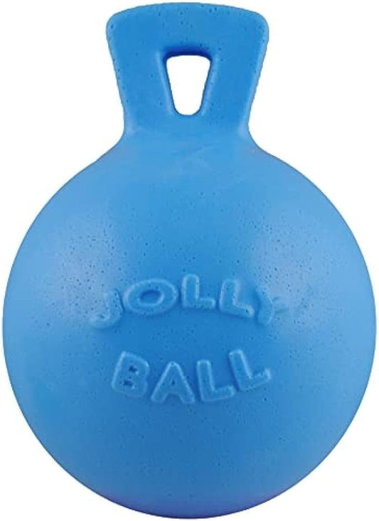 Jolly Pets Tug-n-Toss Heavy Duty Dog Toy Ball with Handle, 8 Inches/Large, Blueberry