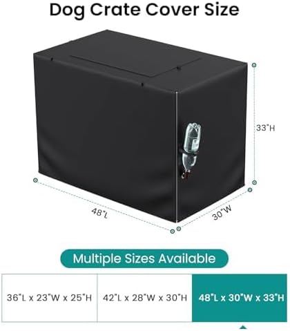 Dog Crate Cover, Kennel Cover Fits 48 Inch Wire Crate, Heavy Duty 600D Oxford Fabric Dog Cage Cover with Top Window and Drinking Hole Design, Black