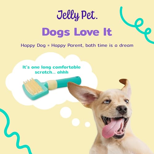 Jelly Pet Deshedding Dog Bath Brush, Curry Brush for Short-Hair Dogs, Shampoo, Massage and Deshed, Use Wet or Dry, Professional Grooming Quality