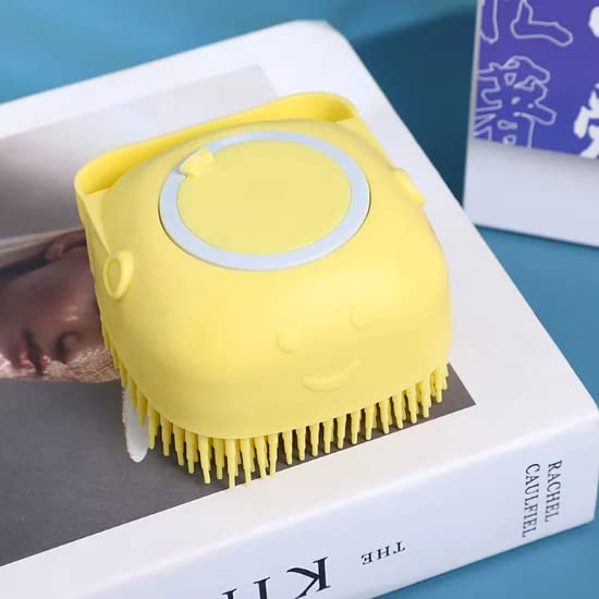 Bathroom Puppy Big Dog Cat Bath Massage Brush Soft Safety Silicone Pet Accessories For Multifunctional yellow