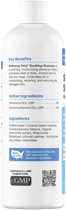 Wellnergy Soothing Shampoo for Itchy Skin Dogs and Cats(16 oz)