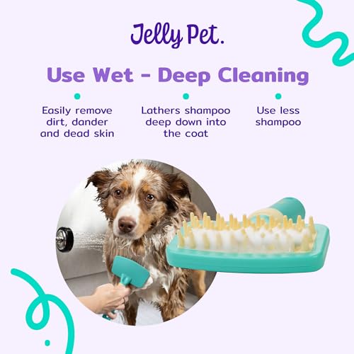 Jelly Pet Deshedding Dog Bath Brush, Curry Brush for Short-Hair Dogs, Shampoo, Massage and Deshed, Use Wet or Dry, Professional Grooming Quality