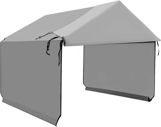Canopy Replacement Cover for Dog Shade Shelter 4'x4'x3.6', Pet Outdoor Tent Cover with Upgraded Doors for Large Dogs, Not Included Metal Frame, Only Canopy Cover Roof, Grey