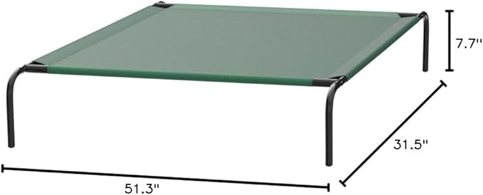 Amazon Basics Cooling Elevated Pet Bed, Large (51 x 31 x 8 Inches), Green
