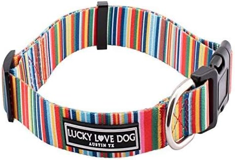 Lucky Love Dog Collar, Beautiful & Vivid Patterns, Rainbow Dog Collar for X-Large Dogs, Easy On & Off Clasp Accessory (Hippie, XL)…