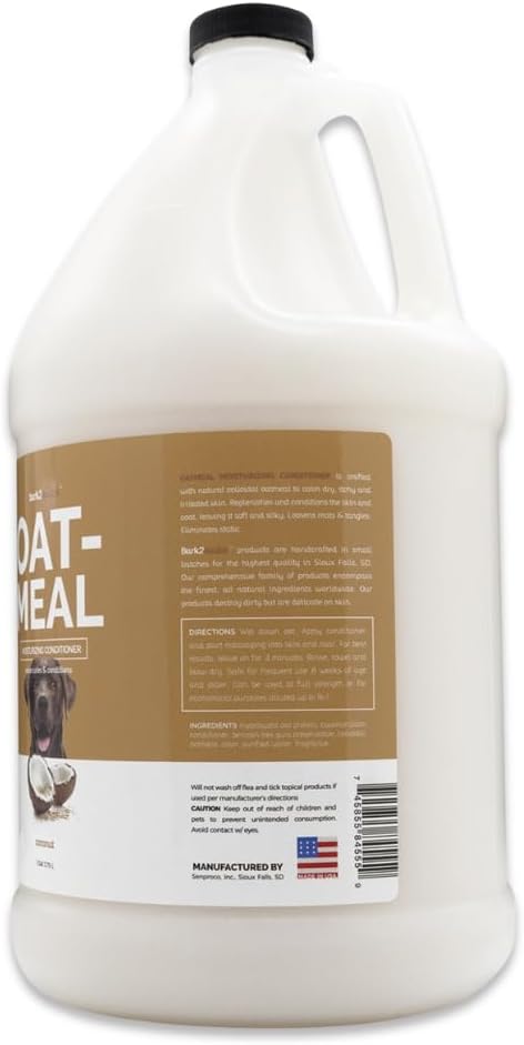 Bark2Basics Oatmeal Conditioner, Gallon - Natural Ingredients, Moisturizing, Hydrating, Crafted with Colloidal Oatmeal, Relieves Dry Itchy Irritated Skin, Coconut Fragrance