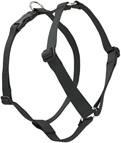 LupinePet Basics 1" Black 24-38" Adjustable Roman Dog Harness for Large Dogs