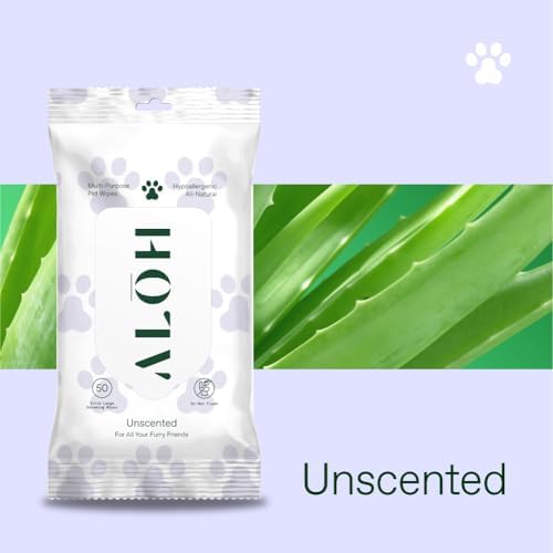 ALŌH Hypoallergenic | All-Natural | Multi-Purpose Pet Wipes, Unscented 50ct Wipes | 3 Pack of 50ct Wipes (150 Wipes)