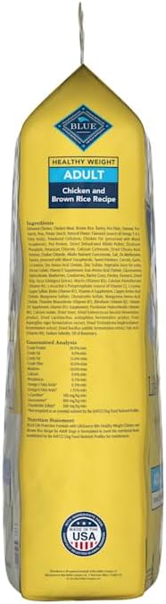 Blue Buffalo Life Protection Formula Healthy Weight Adult Dry Dog Food, Supports an Ideal Weight, Made with Natural Ingredients, Chicken & Brown Rice Recipe, 30-lb Bag