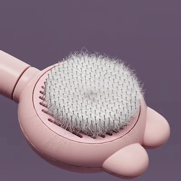 BBELLE CO Self-Cleaning Slicker Brush for Dogs & Cats – Skin-Friendly Grooming & Deshedding Tool for Shedding Pets, Durable Pet Accessories, Easy to Use, Blue. (PINK)