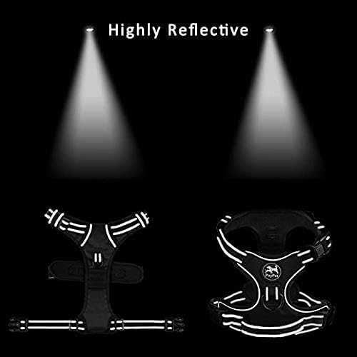 PoyPet No Pull Dog Harness, No Choke Front Clip Dog Reflective Harness, Adjustable Soft Padded Pet Vest with Easy Control Handle for Small to Large Dogs(Light Blue,M)