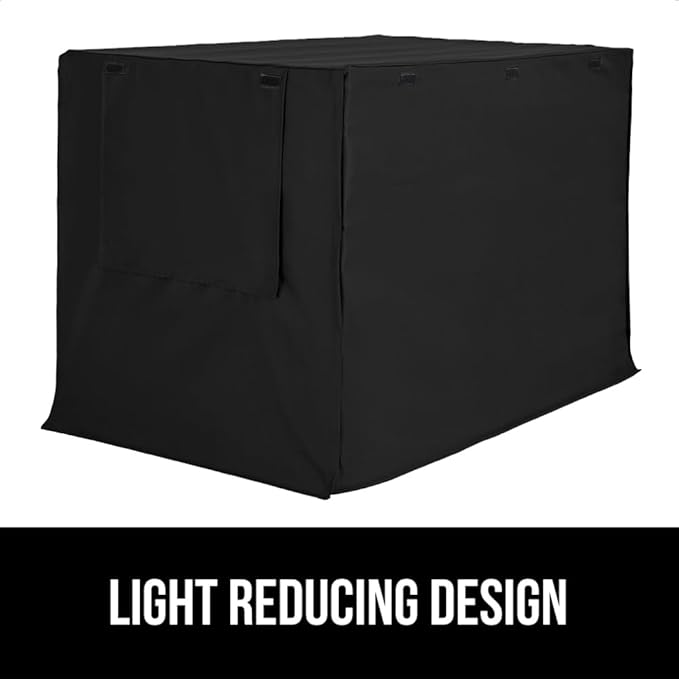 Gorilla Grip Dog Crate Covers Compatible with Amazon Basics Dog Crates, All Sides Open, Privacy Cover Fits 42" Wire Kennel, Breathable Mesh Windows, Light Reducing Puppy Training Cage Topper, Black